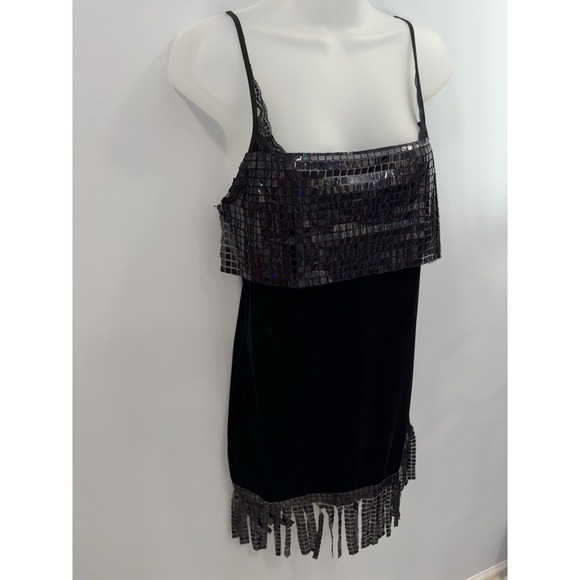 Gillian & O'Malley Black Sequin Trim Slip Pajama Dress S Dark Romantic Goth - Picture 3 of 11
